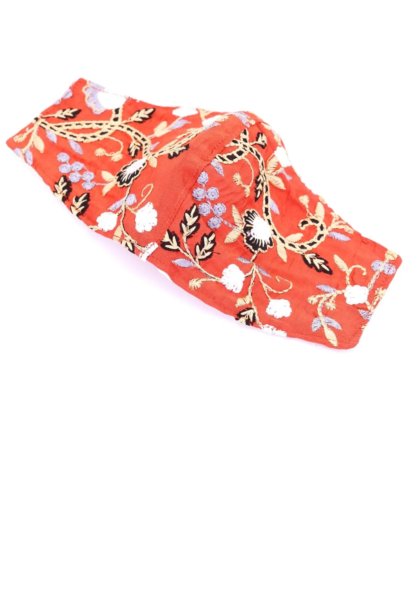 EMBROIDERED SILK / COTTON FACE MASK POPPY