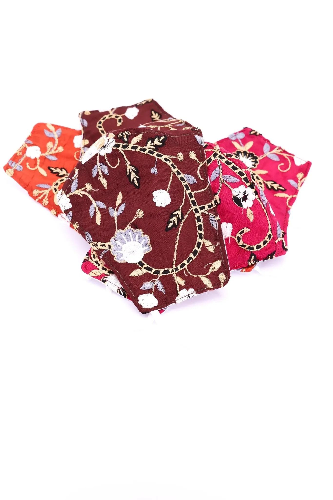 EMBROIDERED SILK / COTTON FACE MASK POPPY