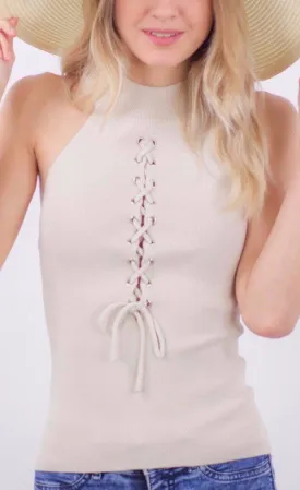EYELET LACE UP TOP