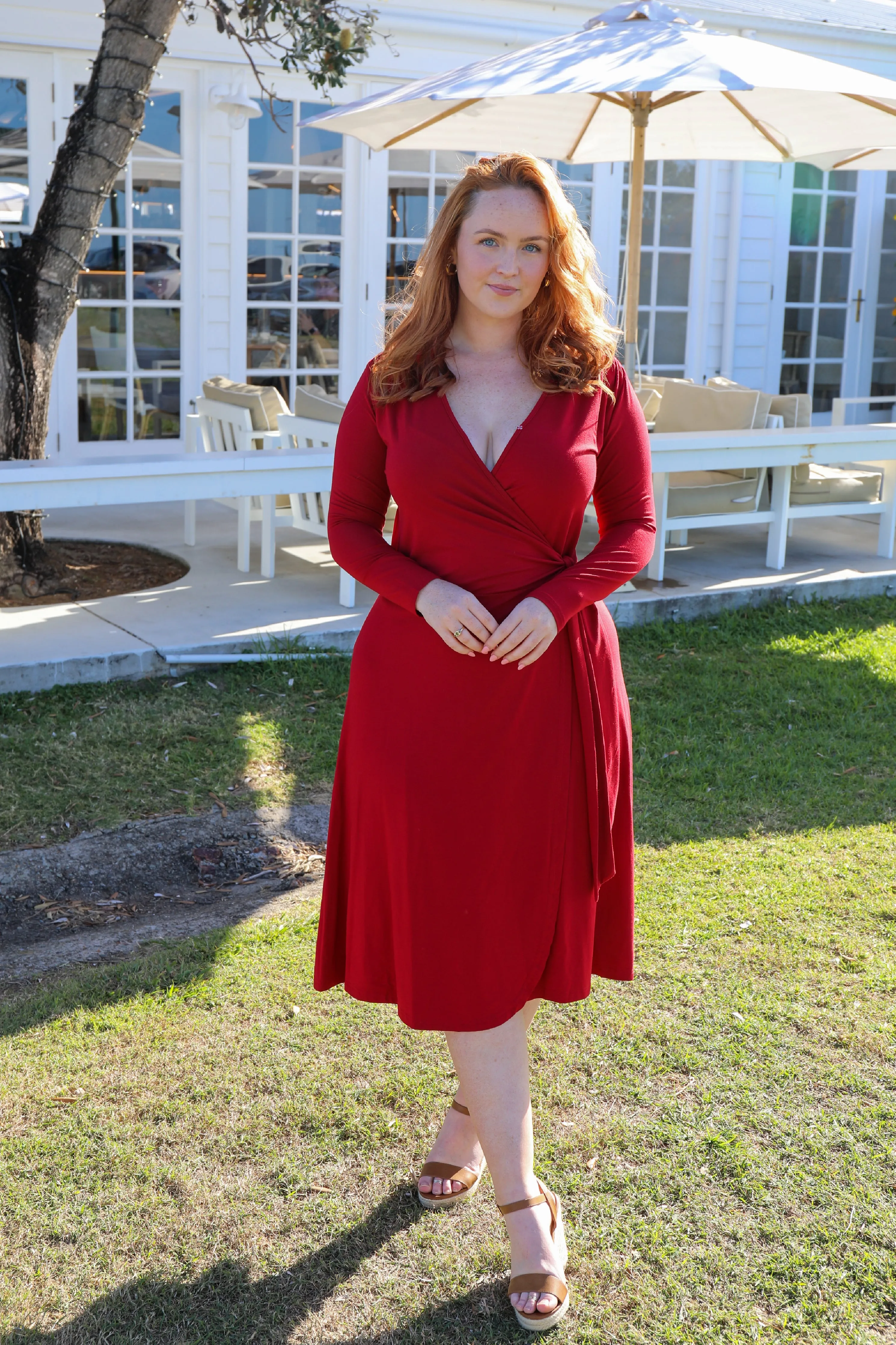 FINAL SALE Bamboo Wrap Dress in Shiraz
