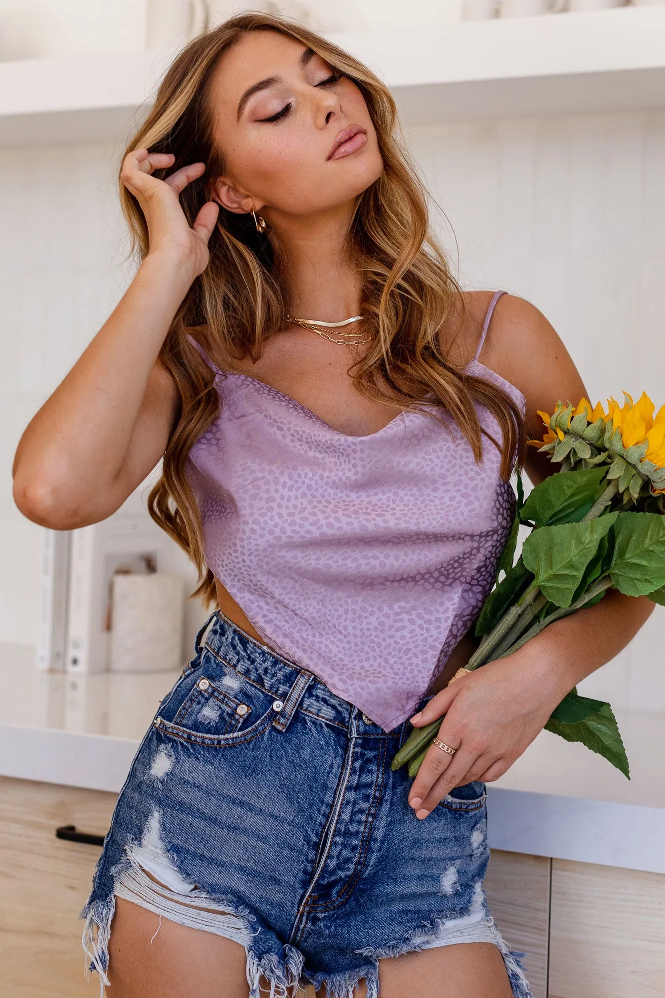Find You Lavender Satin Top