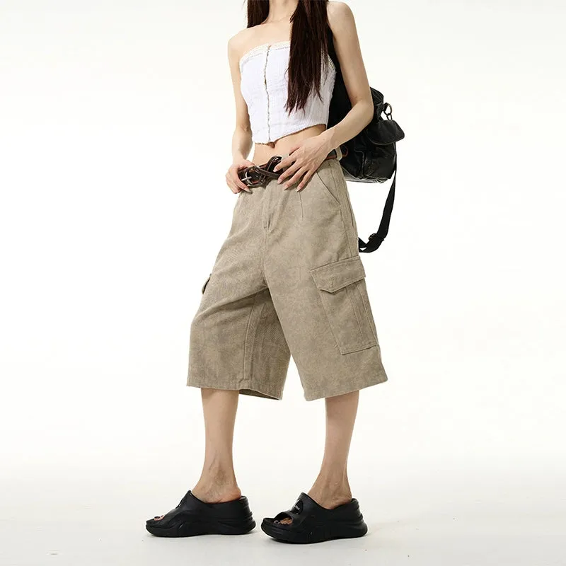 Flap Pockets Denim Shorts