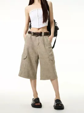 Flap Pockets Denim Shorts