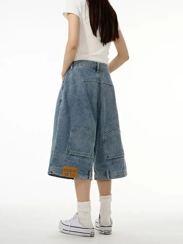 Flipped Back Denim Shorts