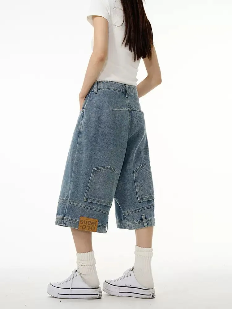 Flipped Back Denim Shorts