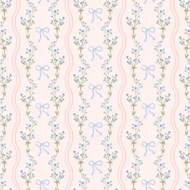 Floral Bow Wavy Stripe Wrapping Paper Sheets