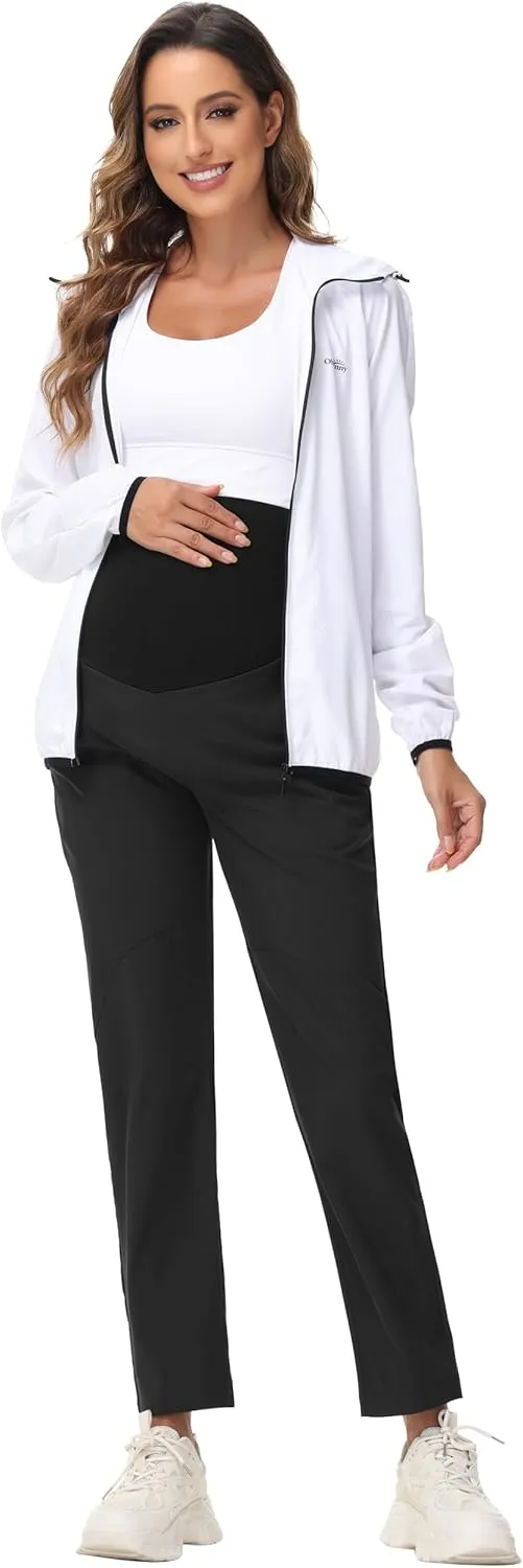 Foucome Women's Maternity Work Pants Comfy Casual Pregnancy Scrub Pants Straight Leg Workwear Scrubs