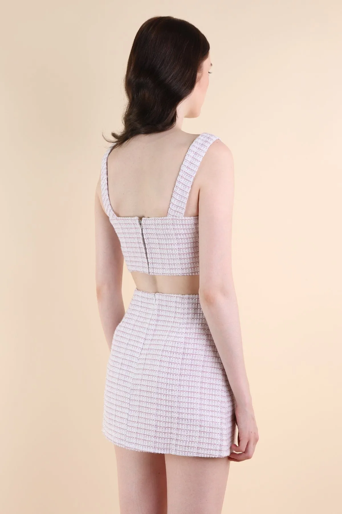 FRANCES TWEED 2-PC SKORTS SET IN PINK