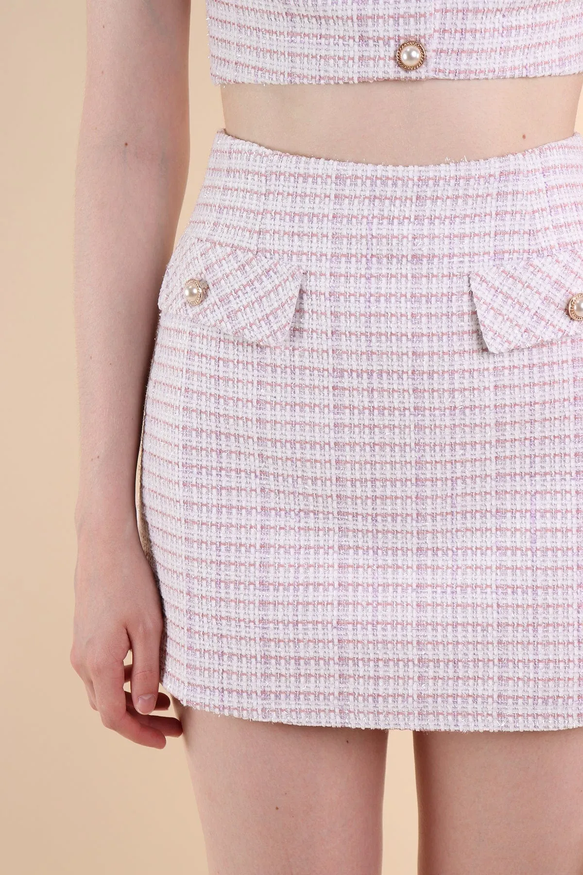FRANCES TWEED 2-PC SKORTS SET IN PINK