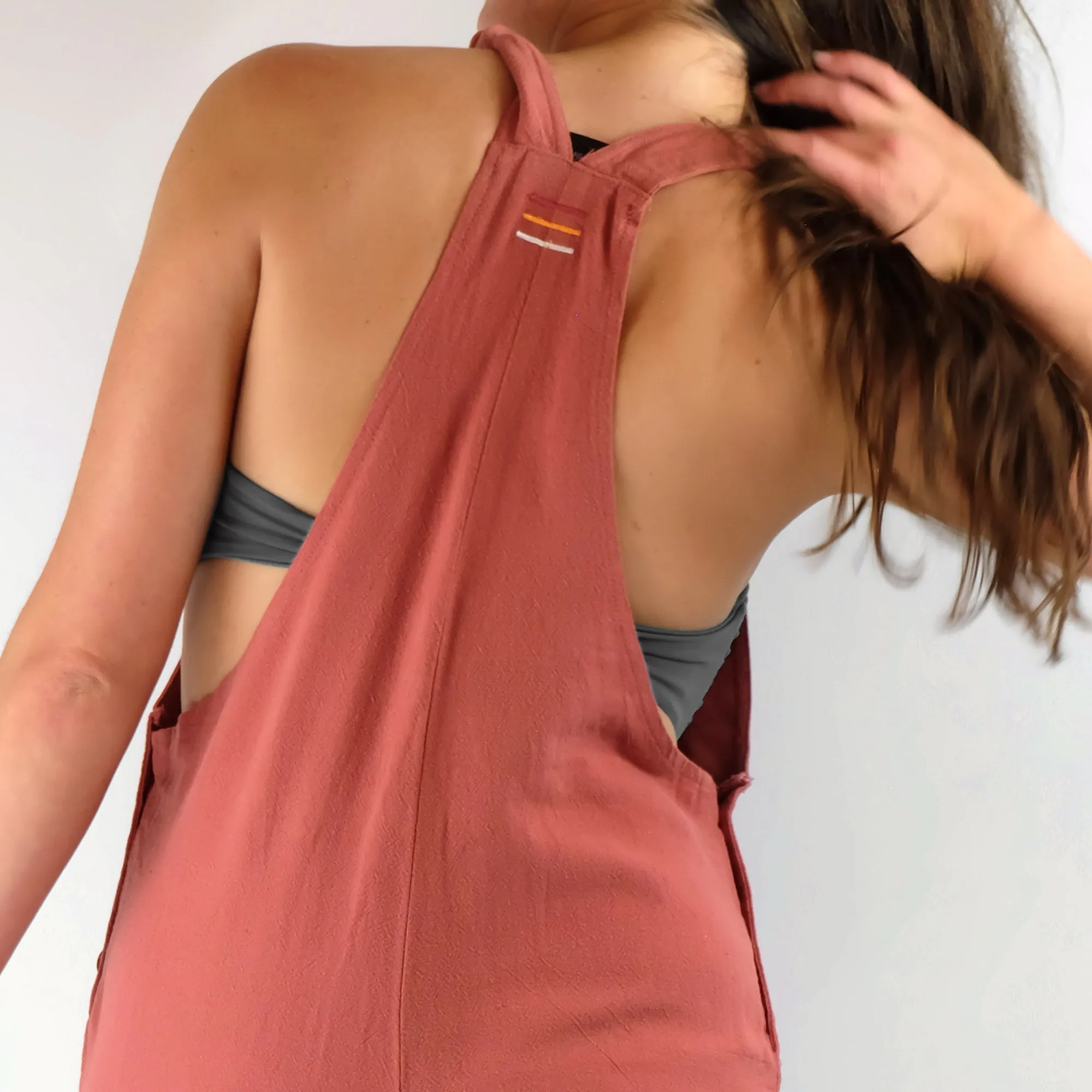 Hemp Cotton Overalls - Coral