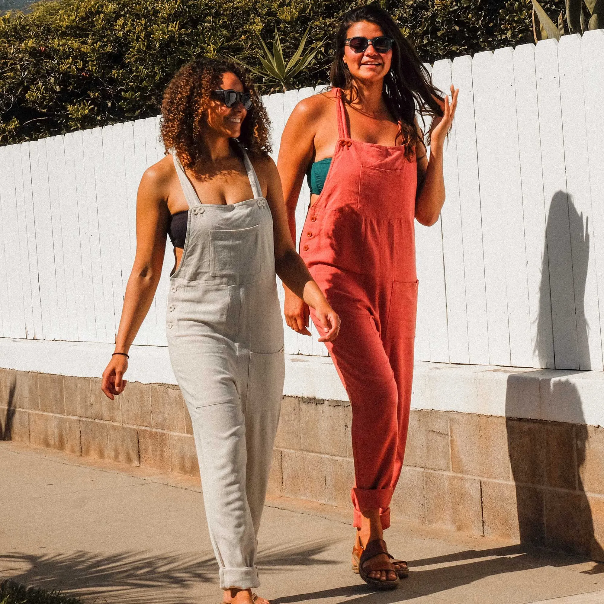 Hemp Cotton Overalls - Coral