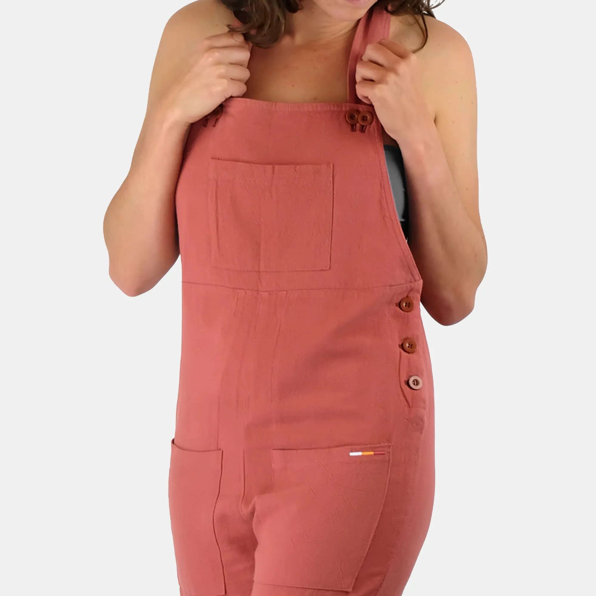 Hemp Cotton Overalls - Coral