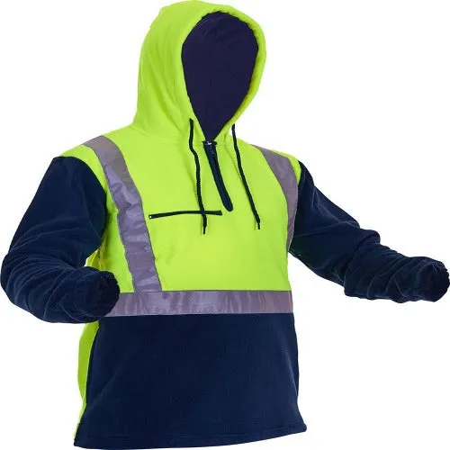Hi Vis Polar Fleece Hoodie - Yellow/Navy