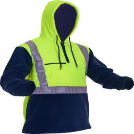 Hi Vis Polar Fleece Hoodie - Yellow/Navy