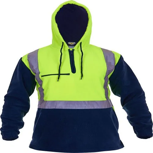 Hi Vis Polar Fleece Hoodie - Yellow/Navy
