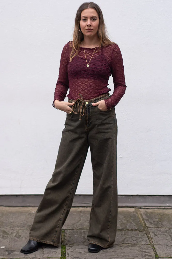 ICHI Perla Fig Lace Top