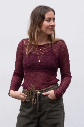 ICHI Perla Fig Lace Top