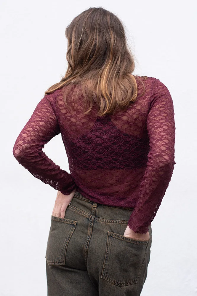 ICHI Perla Fig Lace Top