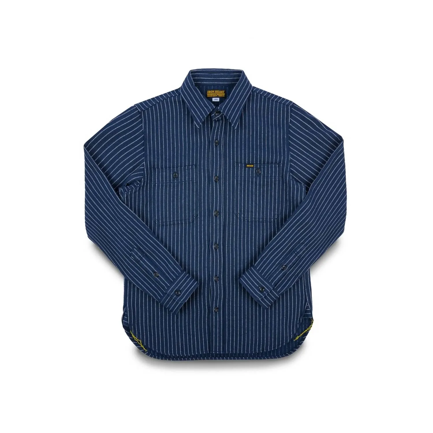 Iron Heart IHSH-402-NAV Ultra Heavy Flannel Chalk Stripe Work Shirt Navy
