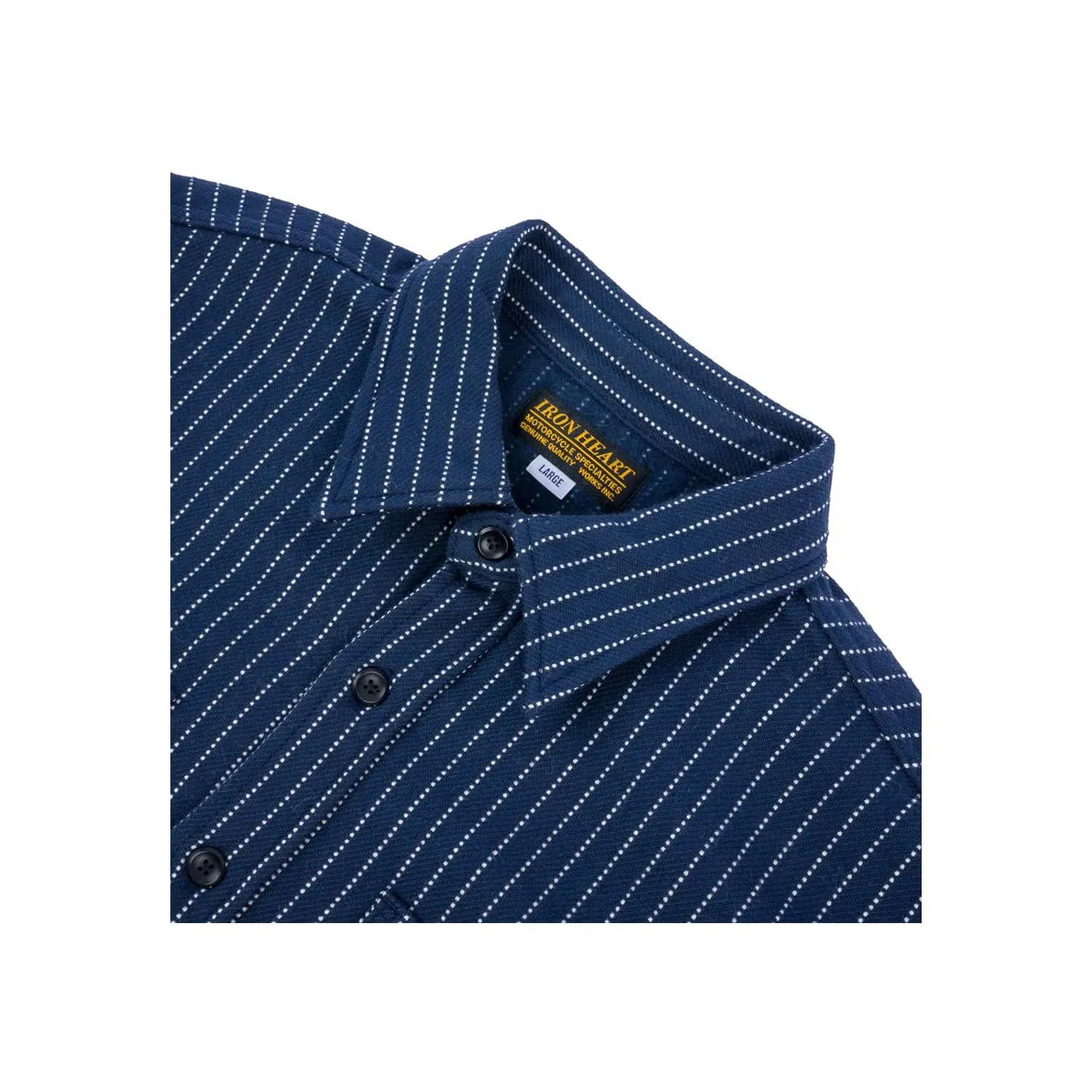 Iron Heart IHSH-402-NAV Ultra Heavy Flannel Chalk Stripe Work Shirt Navy