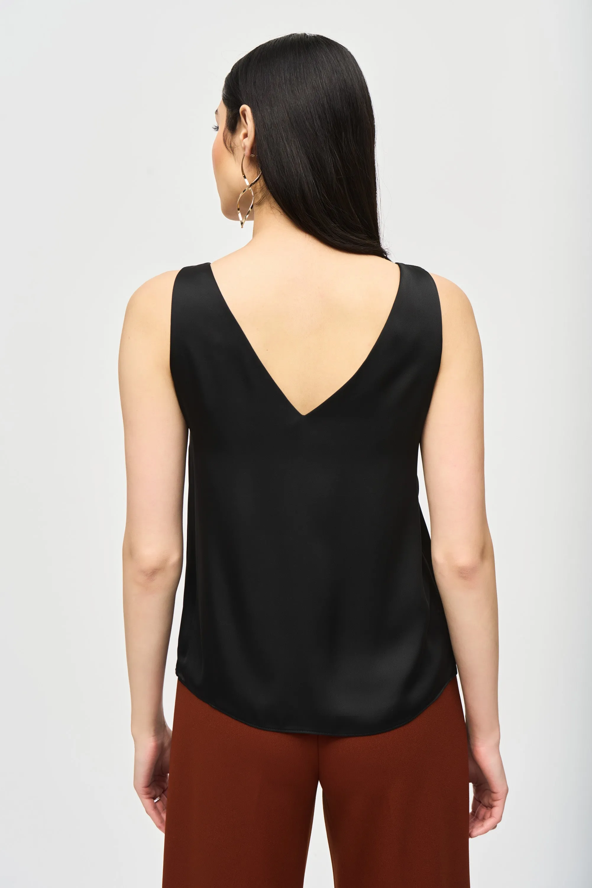 Joseph Ribkoff Satin Straight Sleeveless Top 243110 - Black