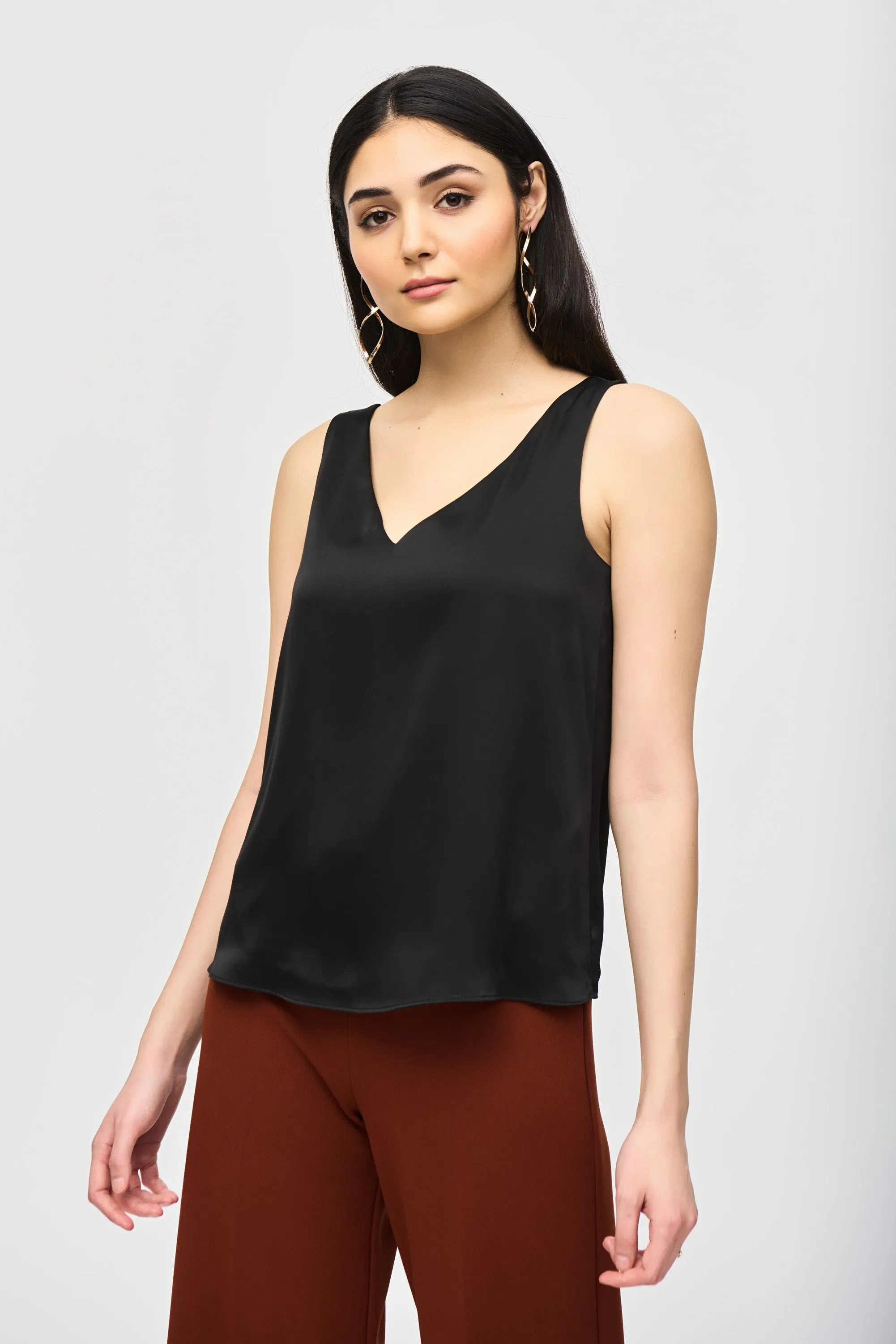 Joseph Ribkoff Satin Straight Sleeveless Top 243110 - Black