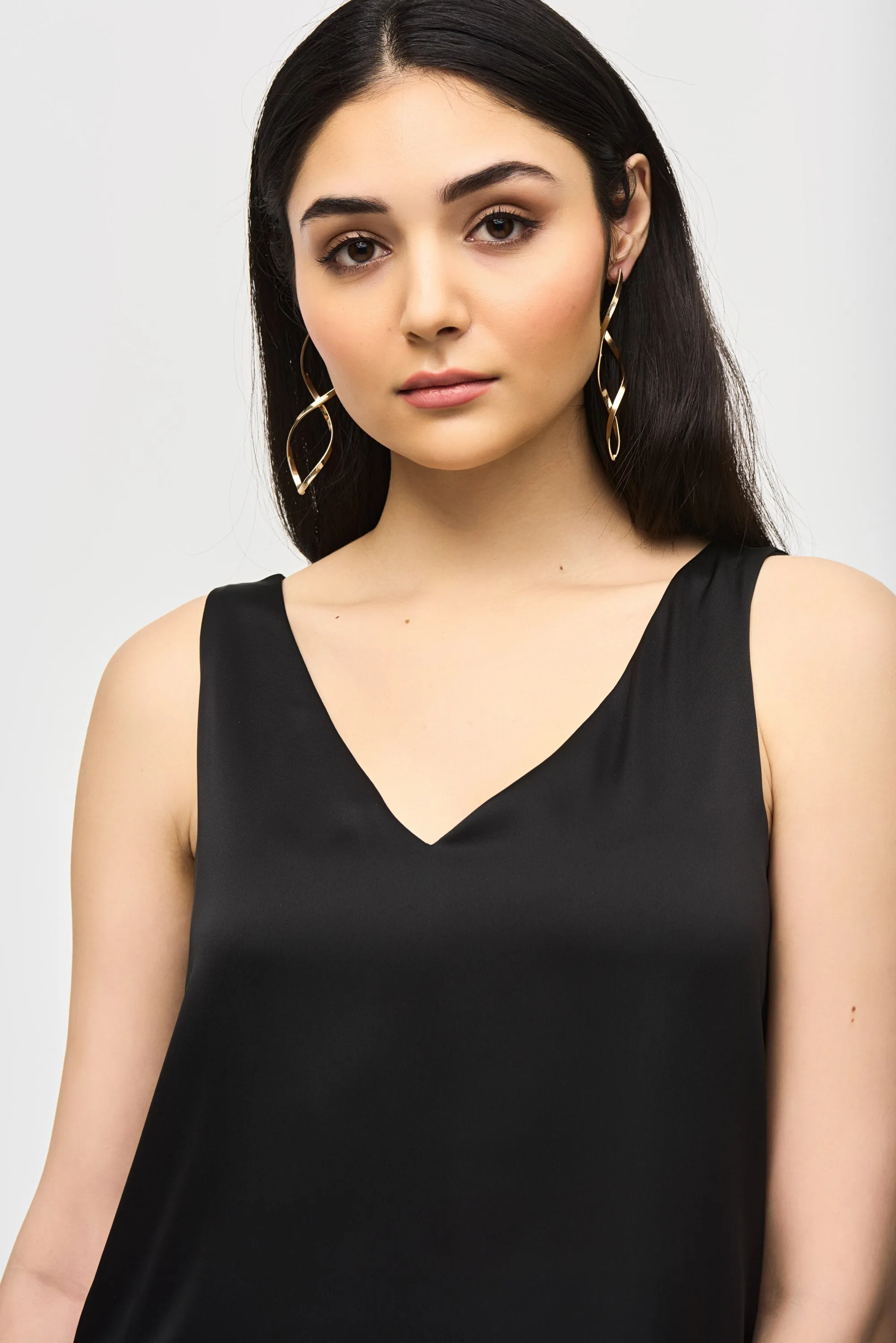 Joseph Ribkoff Satin Straight Sleeveless Top 243110 - Black