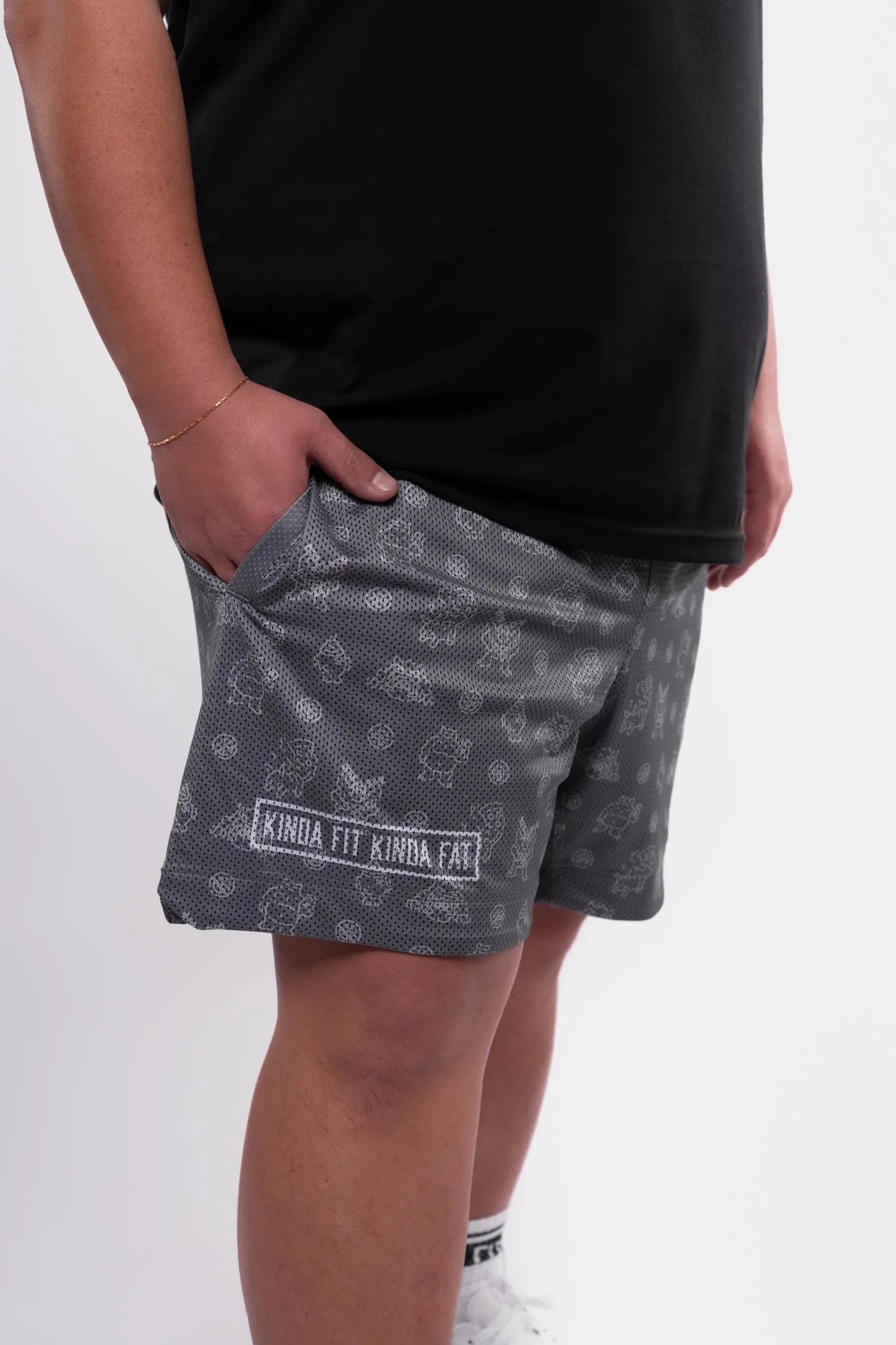 Kinda Fit Kinda Fat Beefy Beast Signature 5.5" Mesh Shorts (Grey)