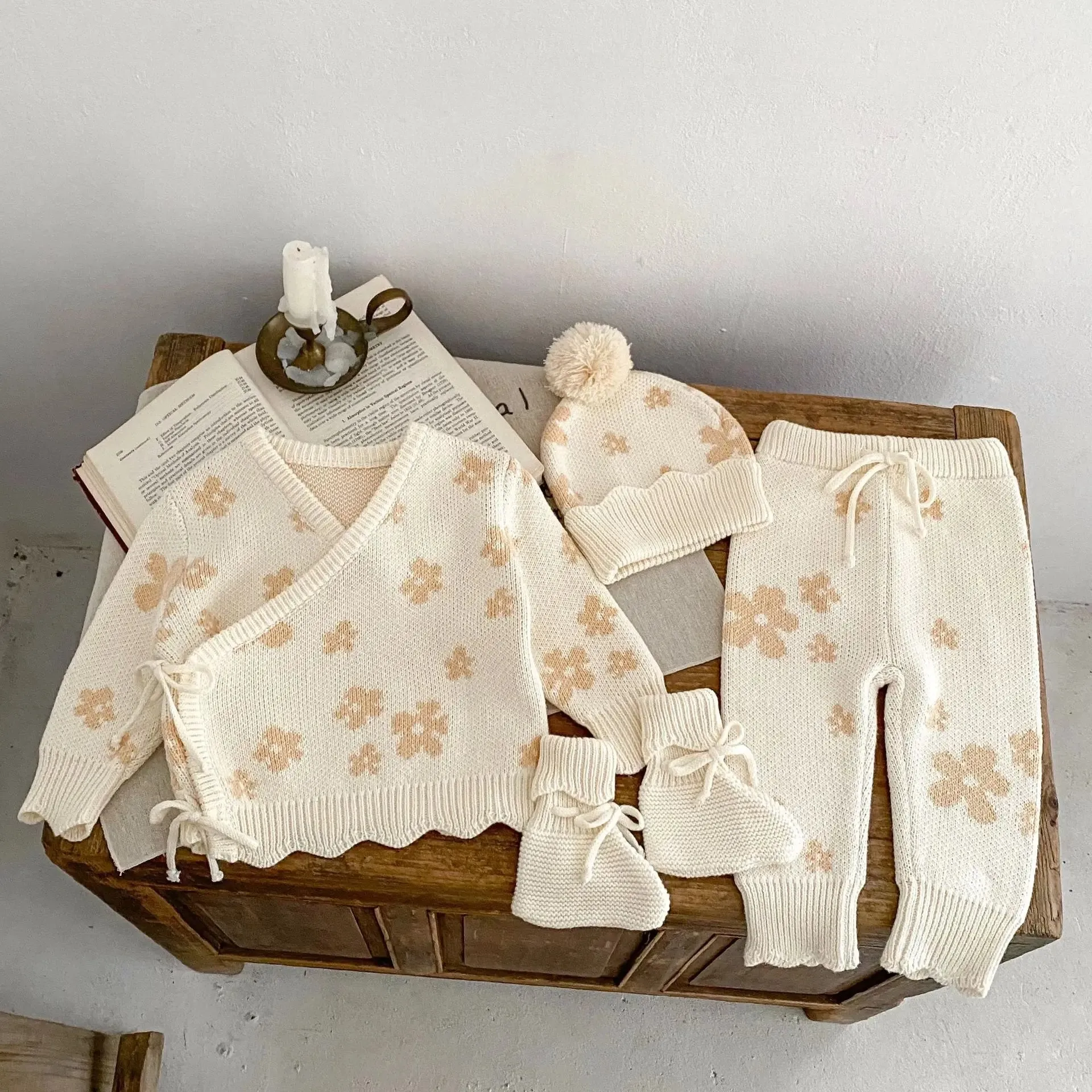 Knitted Beige Jumper & Leggings Set