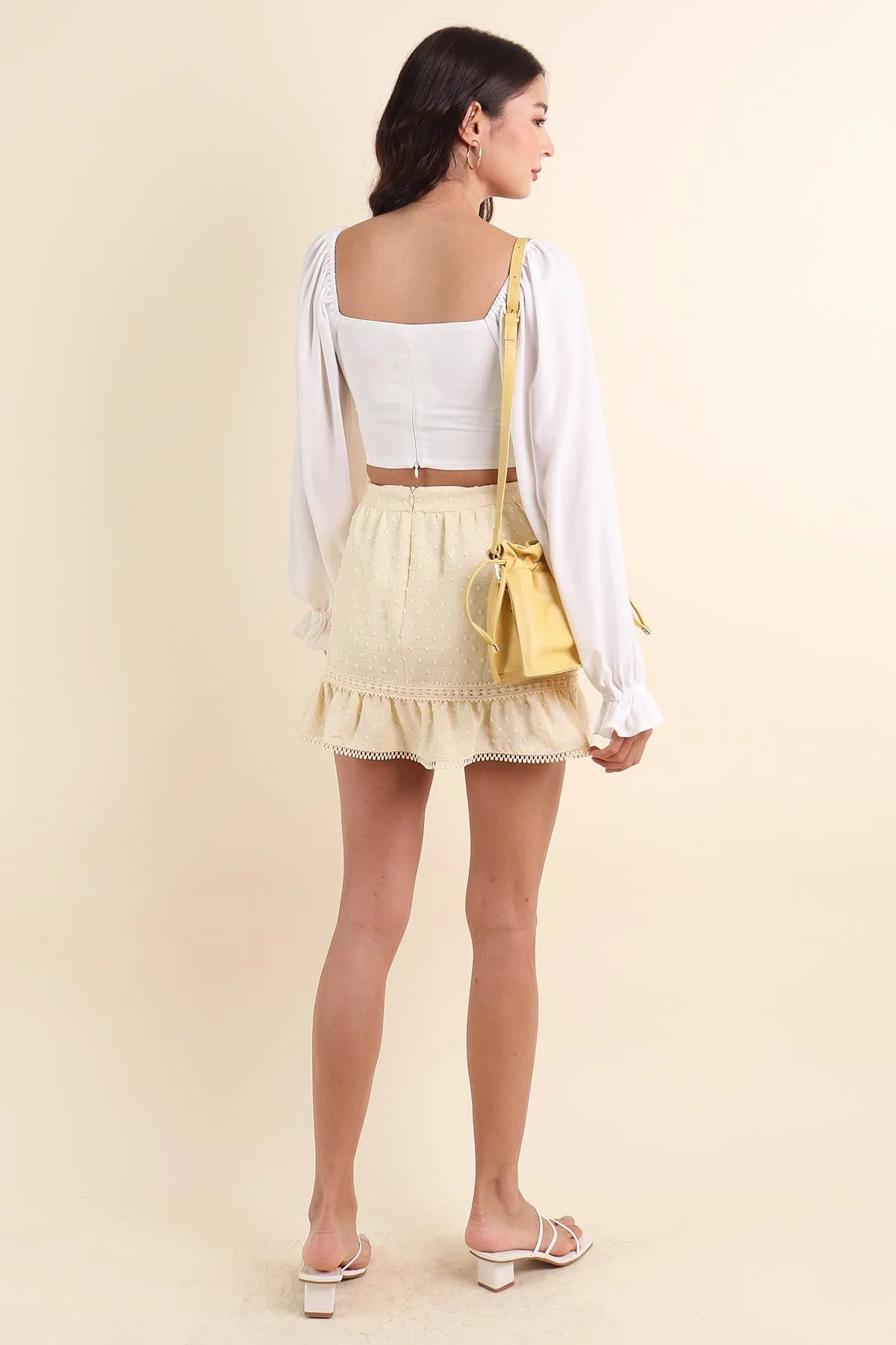 LEYLIA SWISS DOT A-LINE SKORTS IN PALE DAFFODIL