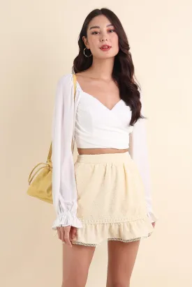 LEYLIA SWISS DOT A-LINE SKORTS IN PALE DAFFODIL