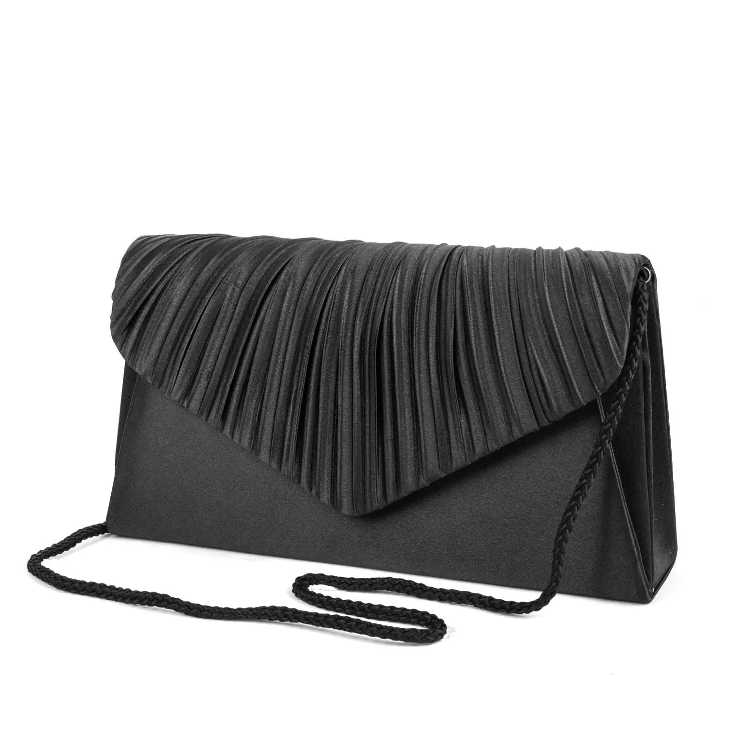 Lily Pleated V-Flap Satin Clutch