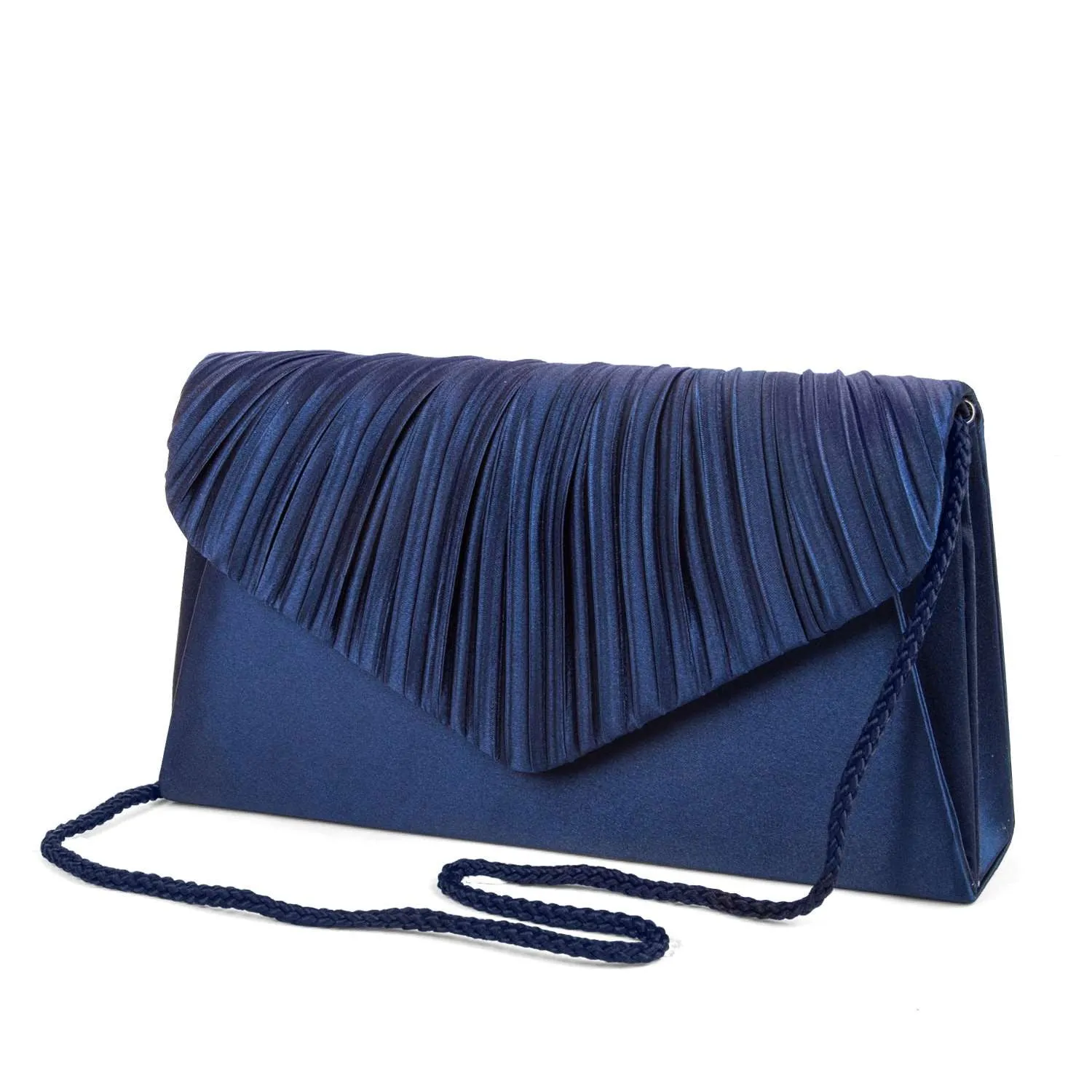 Lily Pleated V-Flap Satin Clutch