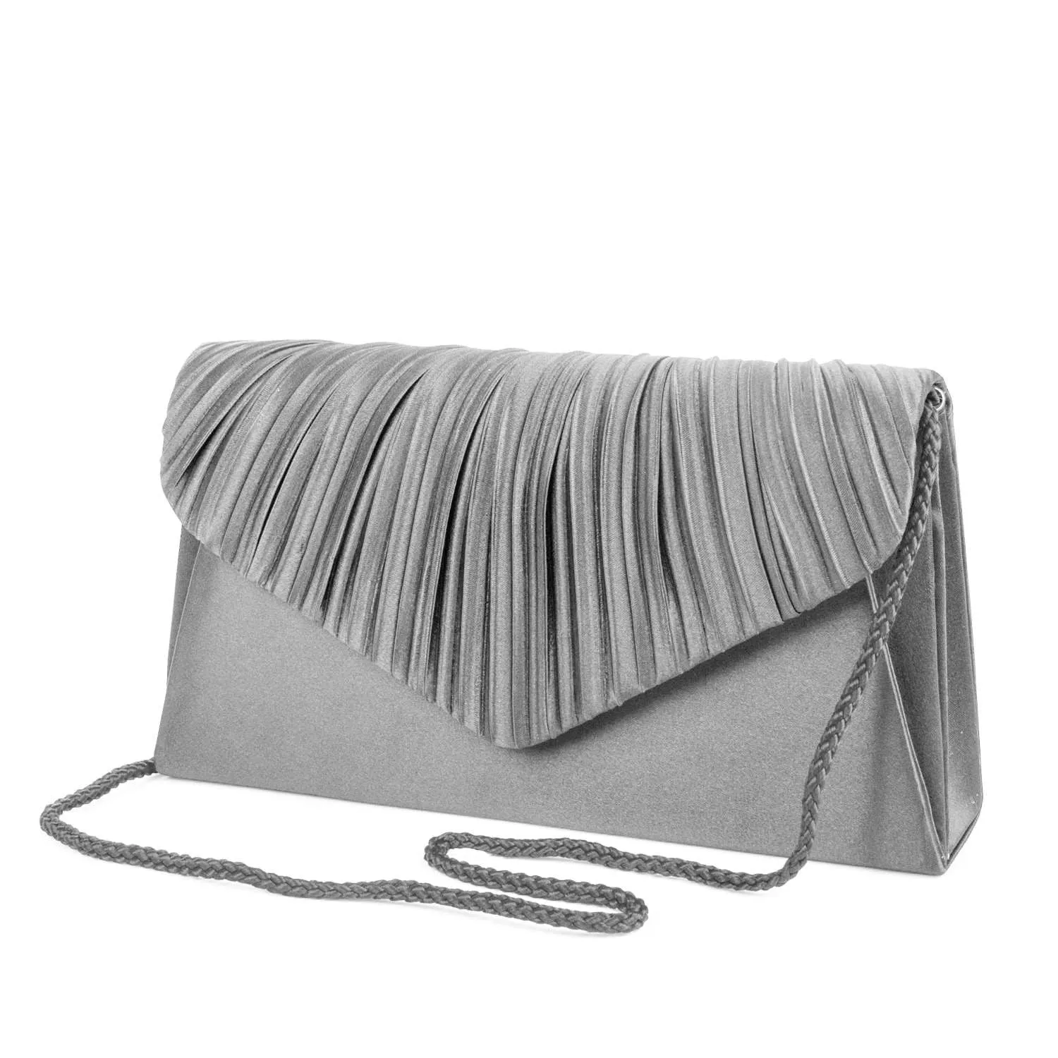 Lily Pleated V-Flap Satin Clutch