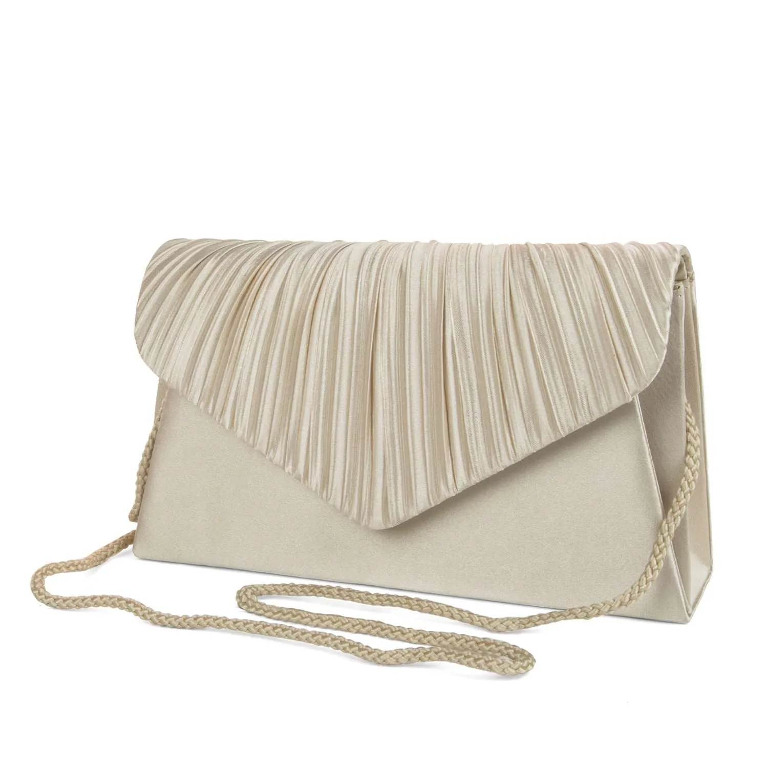 Lily Pleated V-Flap Satin Clutch