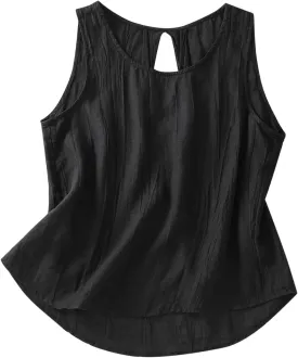 Linen Shirts for Women Summer Dressy Sleeveless Crewneck Plus Size Tank Tops Solid Color Lightweight Comfy Vests