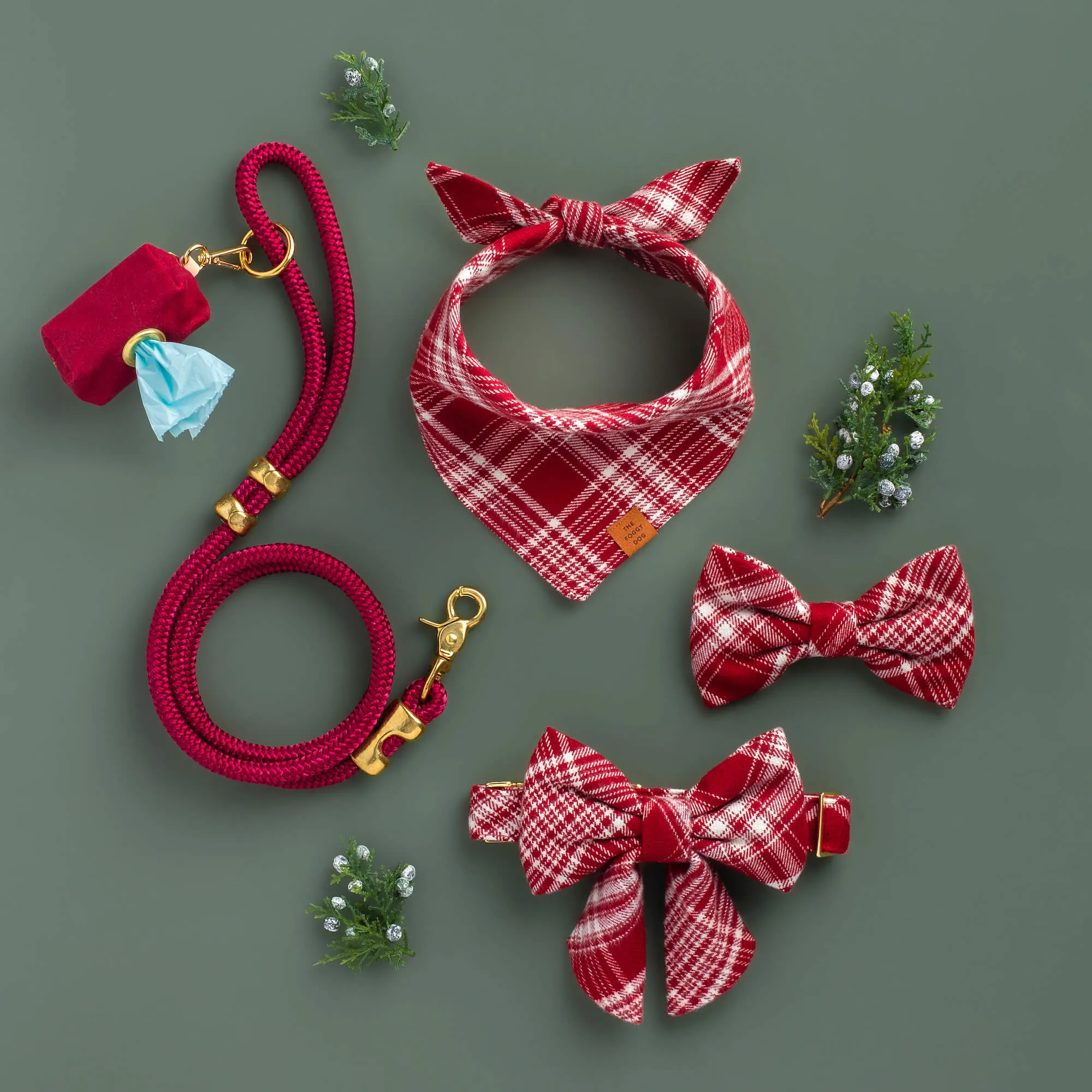 Marsala Plaid Flannel Dog Bandana