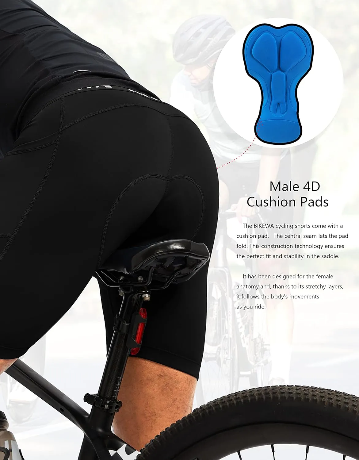 Men's 4D Padded Bike Shorts Cycling Underwear Biking Bicycle Padding Shorts for Men Side Pockets