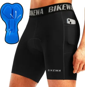 Men's 4D Padded Bike Shorts Cycling Underwear Biking Bicycle Padding Shorts for Men Side Pockets