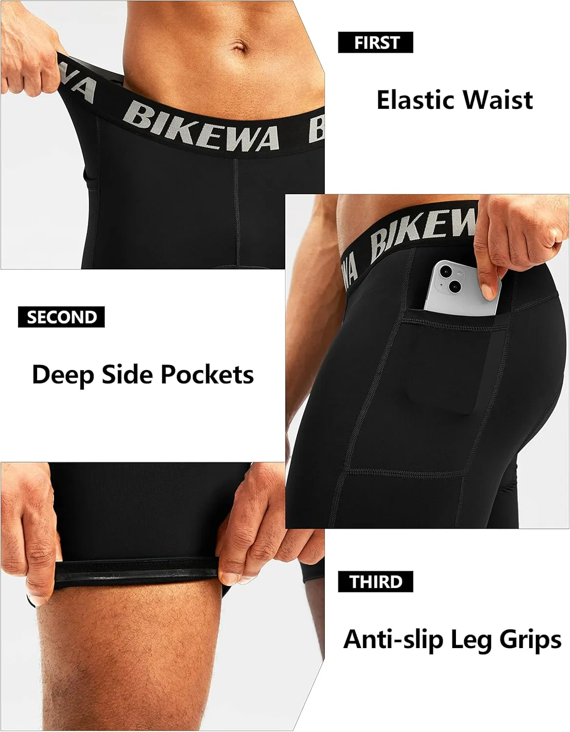 Men's 4D Padded Bike Shorts Cycling Underwear Biking Bicycle Padding Shorts for Men Side Pockets