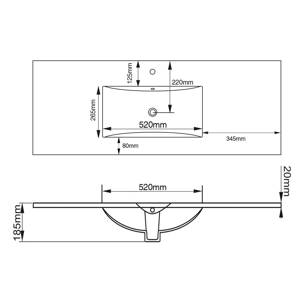Mirage 1200mm Ceramic Vanity Top Single Bowl
