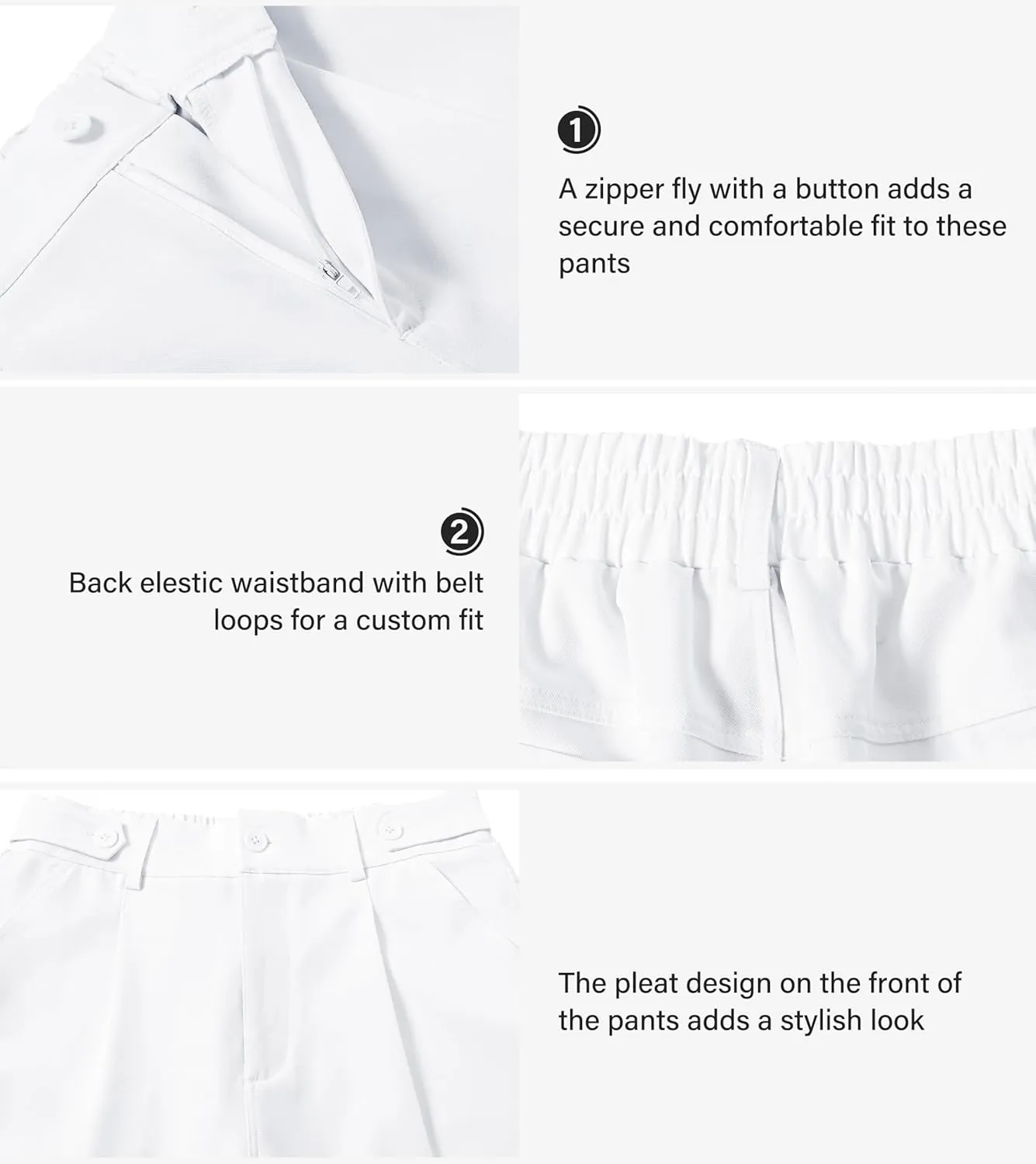 MoFiz Women's Shorts Dressy Casual Business Work Shorts Elastic Waist Straight Leg Pleated Summer Bermuda Shorts with Pockets