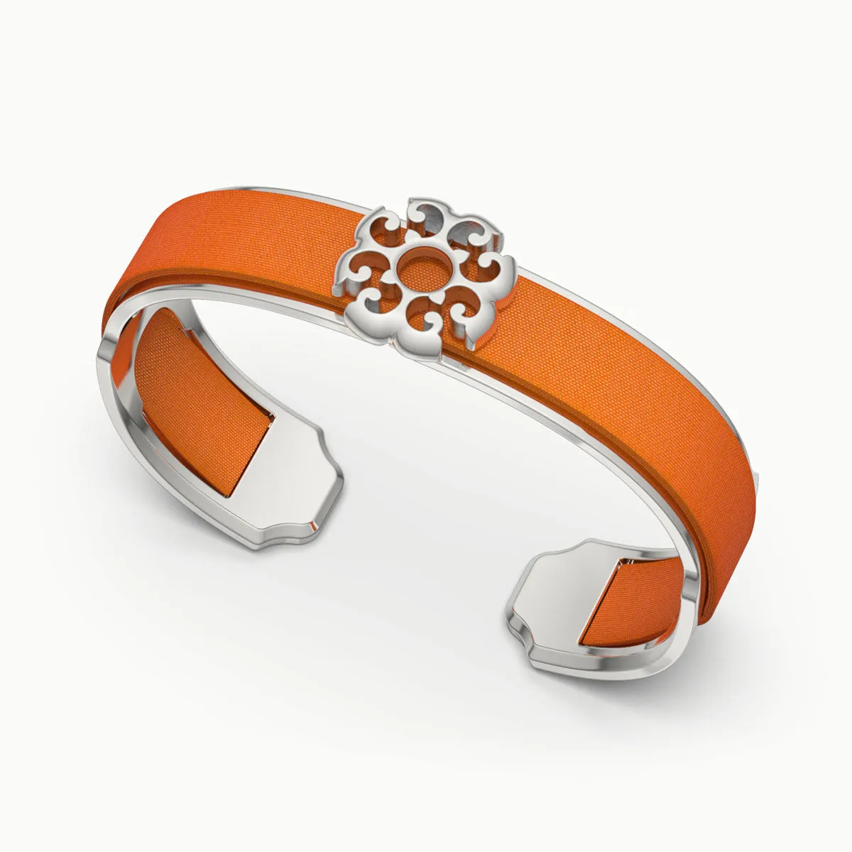 Nonya Blossom Silk Cuff - Lava Orange