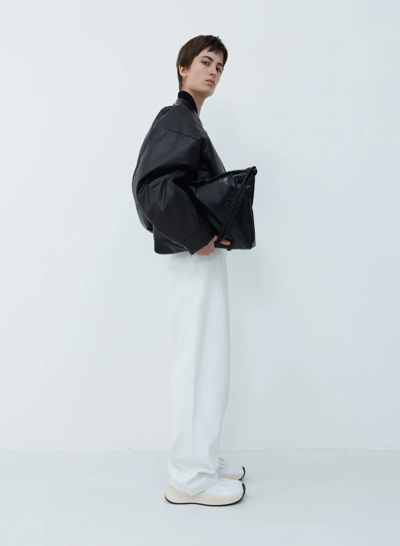 Oversized padded bomber oil | black
