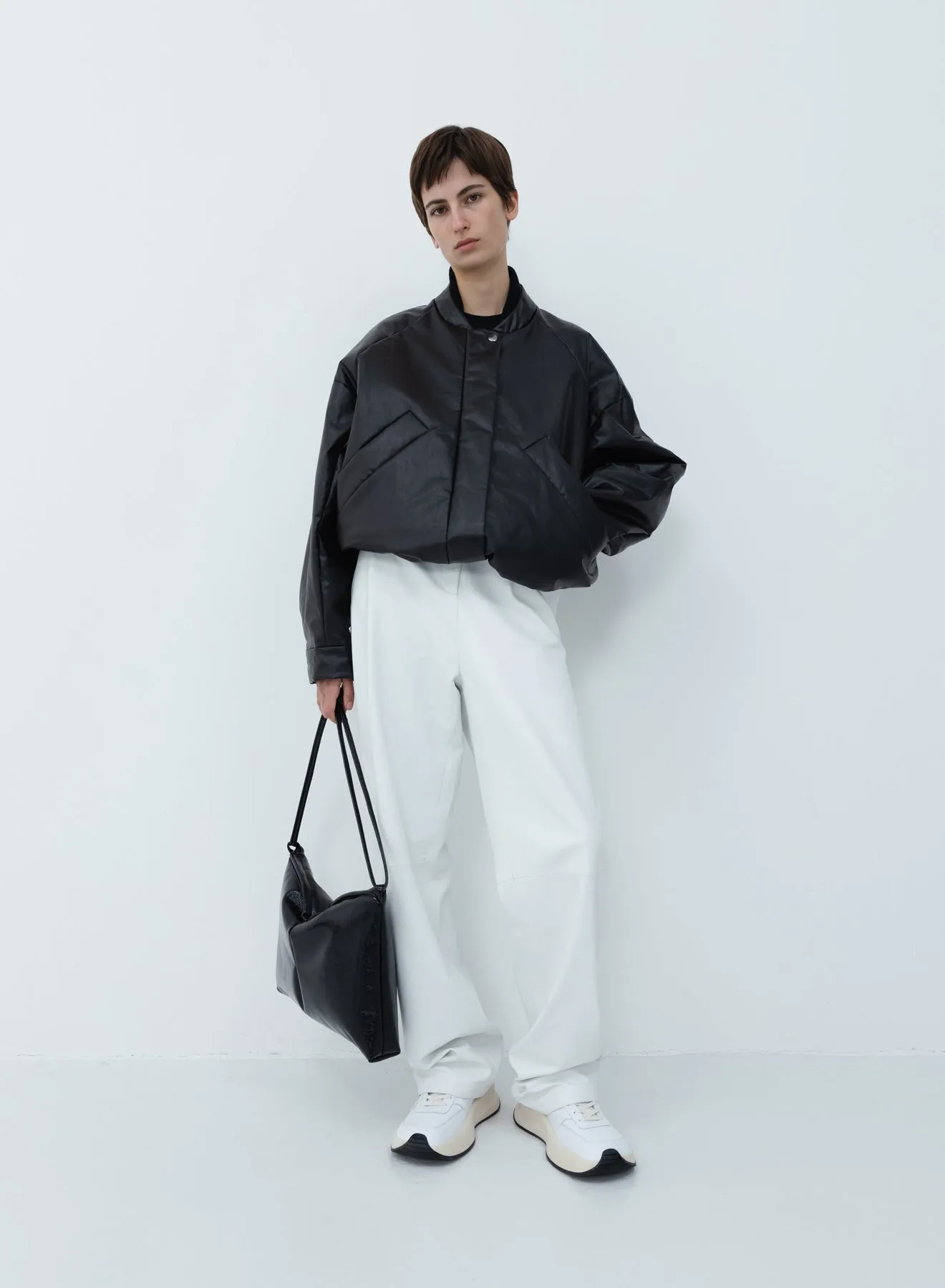 Oversized padded bomber oil | black