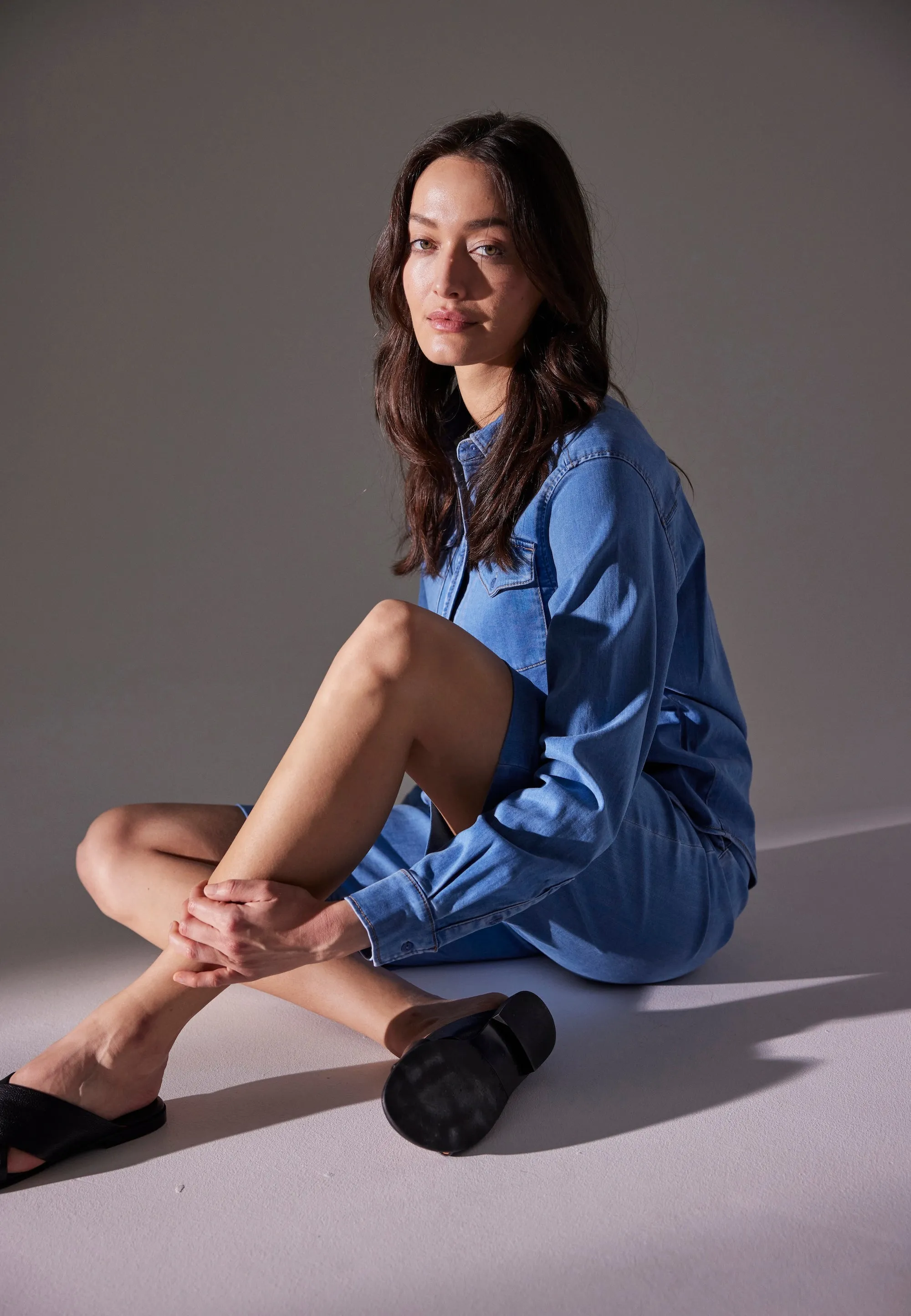 Phoebe Loose Shorts - Washed Blue Denim