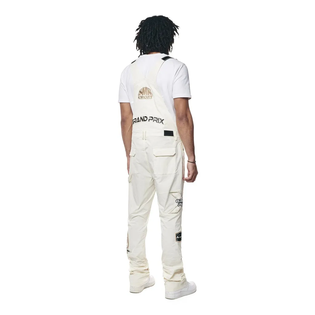 Racing Patched Stacked Overalls - Chalk
