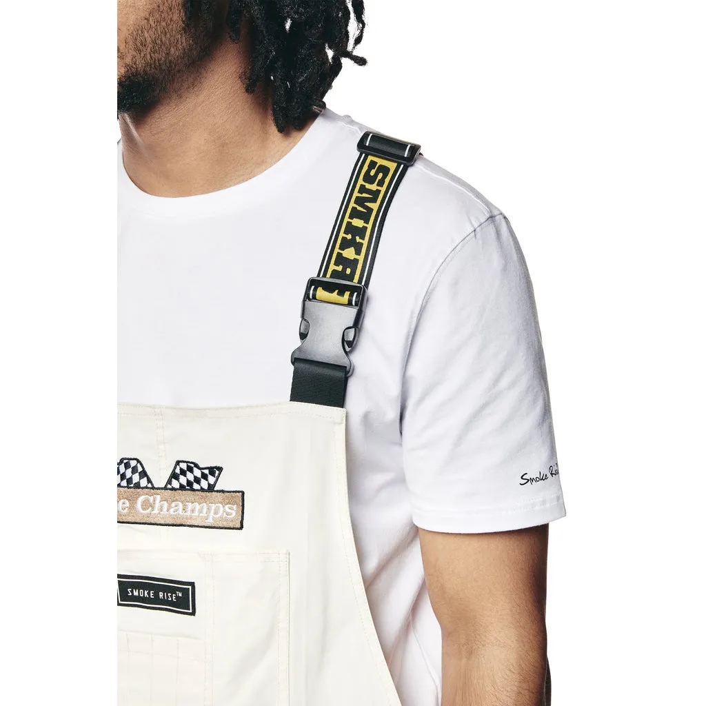 Racing Patched Stacked Overalls - Chalk