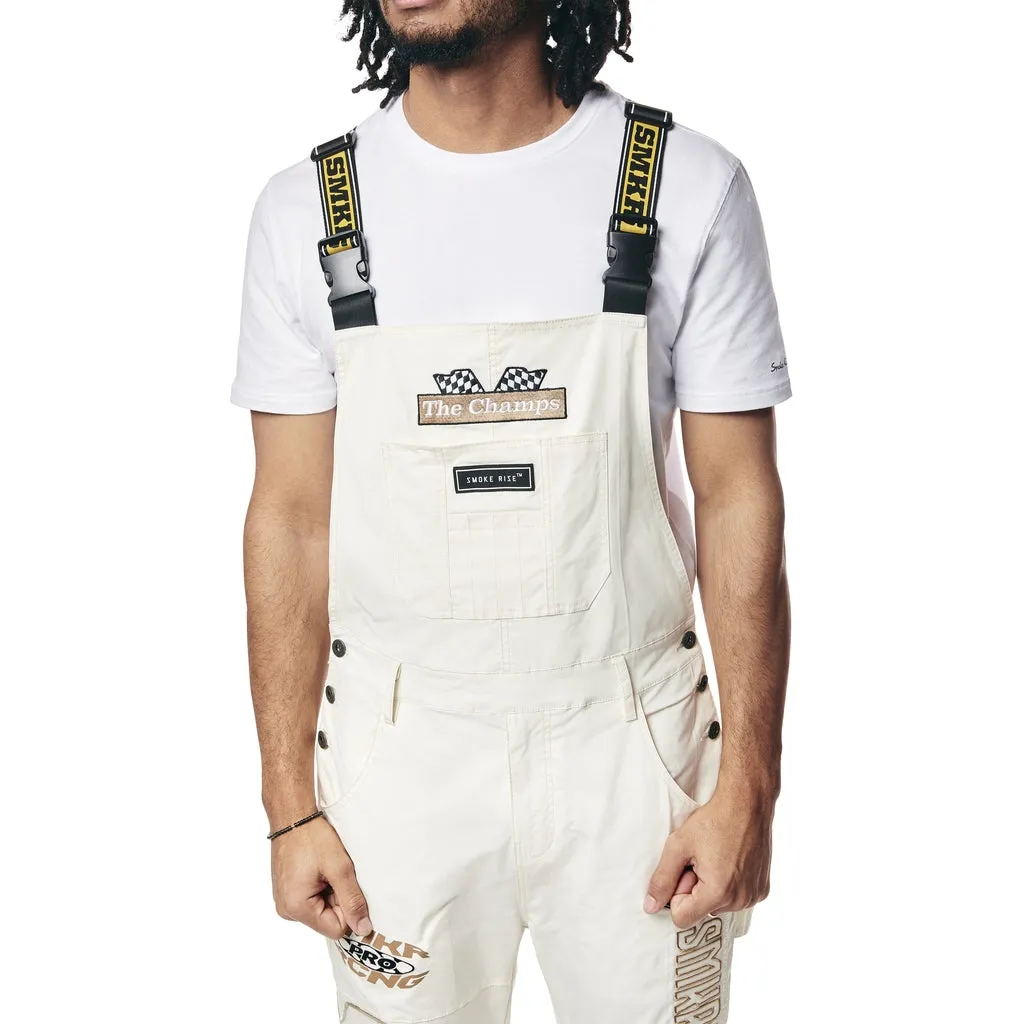 Racing Patched Stacked Overalls - Chalk