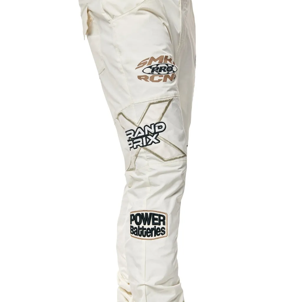 Racing Patched Stacked Overalls - Chalk